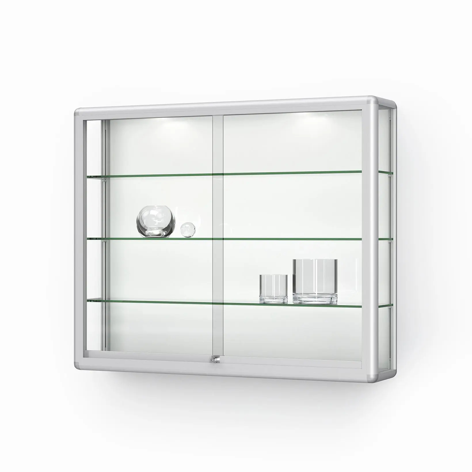 Vitrinenwand, Glasvitrine, Schrank, Glasregal, Metallrahmen