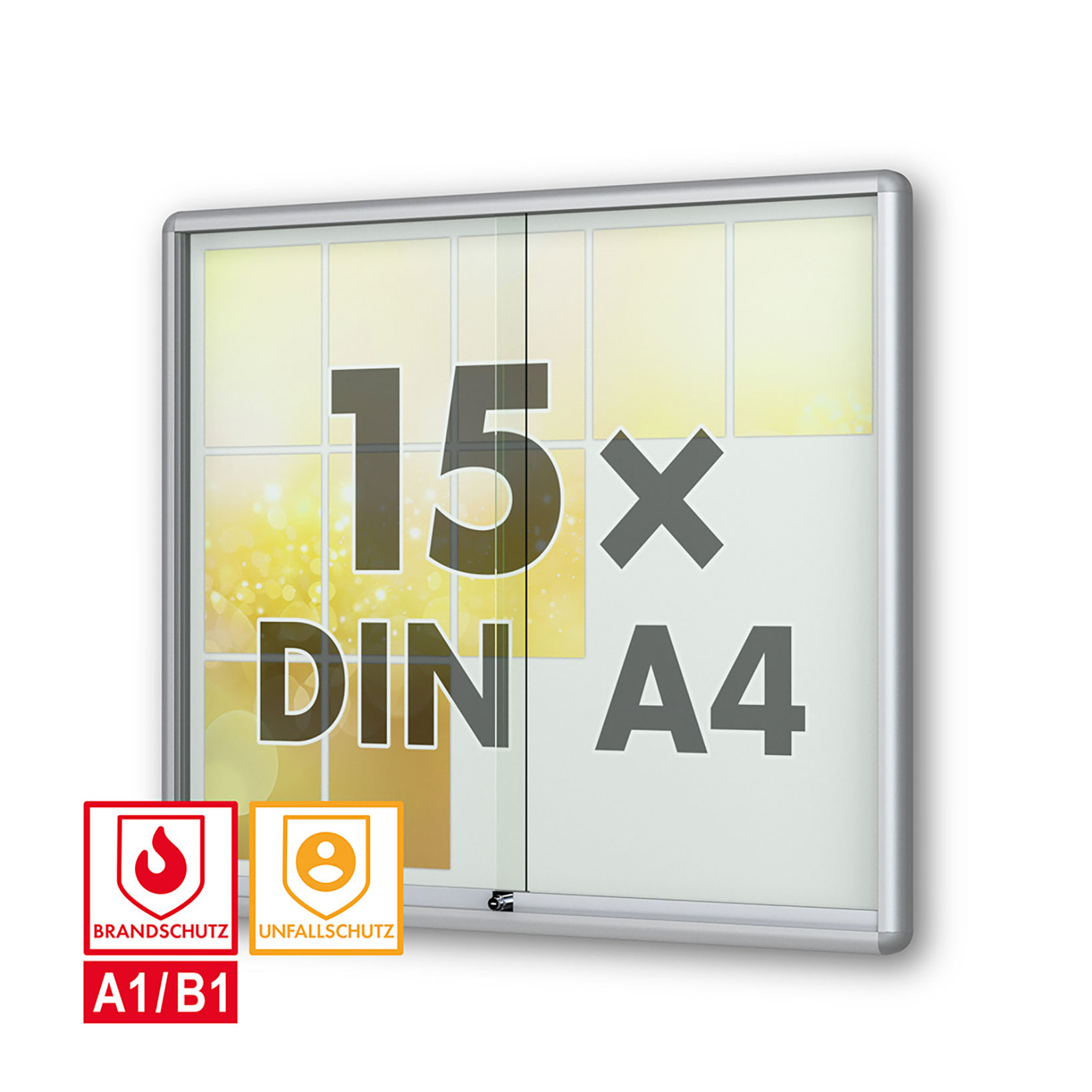 schaukasten moveo - die Schulvitrine - mit Brandschutzklasse A1 - Rollengelagerte Schiebetueren abschliessbar ESG-Sicherheitsglas schaukasten moveo - die Schulvitrine - mit Brandschutzklasse A1 - Rollengelagerte Schiebetueren abschliessbar ESG-Sicherheitsglas